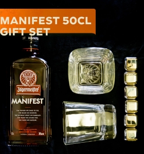 Hộp Quà Tặng Jagermeister Manifest 500ml + 2 ly jager + 6 đá vĩnh cửu